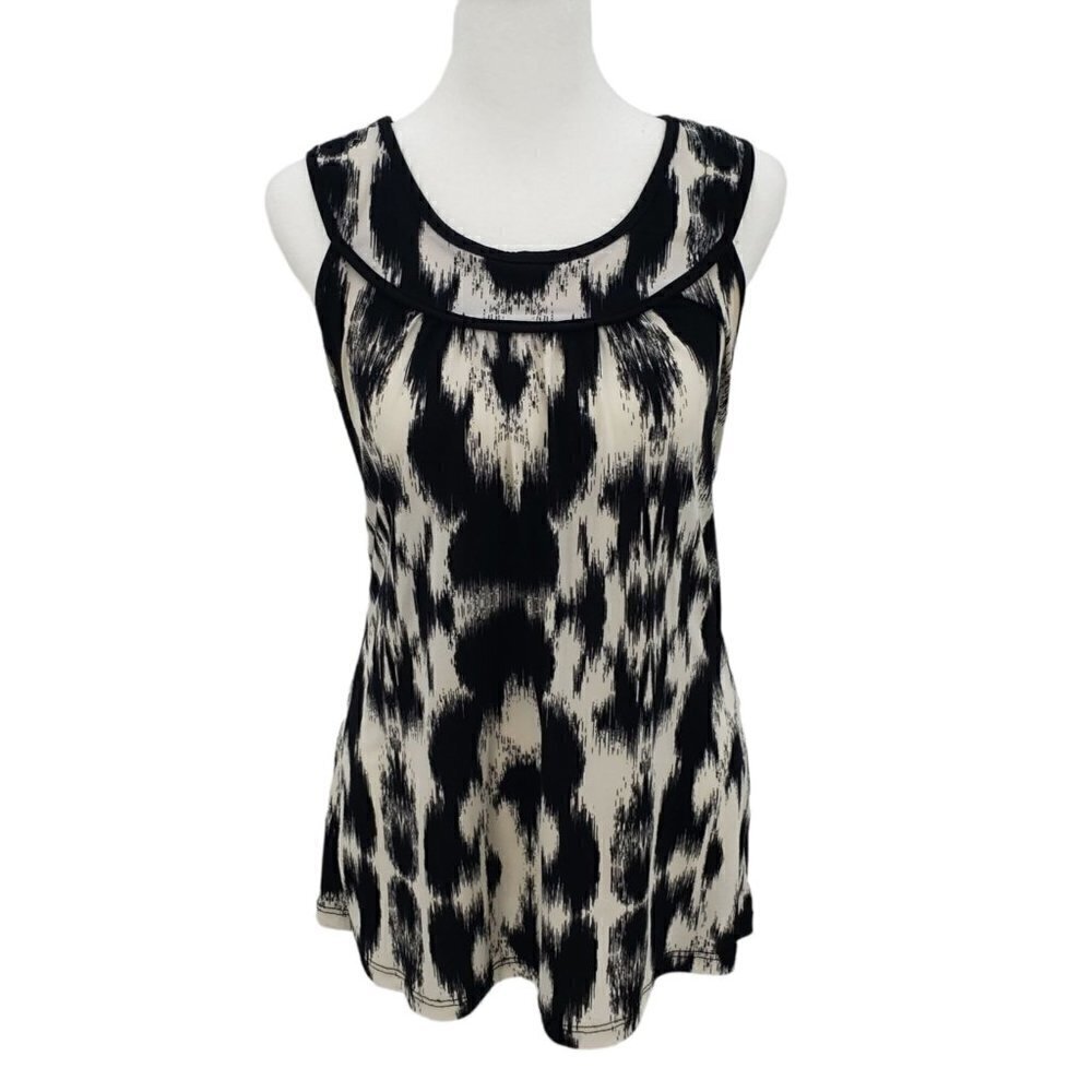 MCM Womens Sleeveless Top Size S Small Black White CUT 12106 Stretch Tank‎ Top